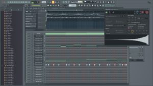 Screenshot of using the FL Studio software to compose a song